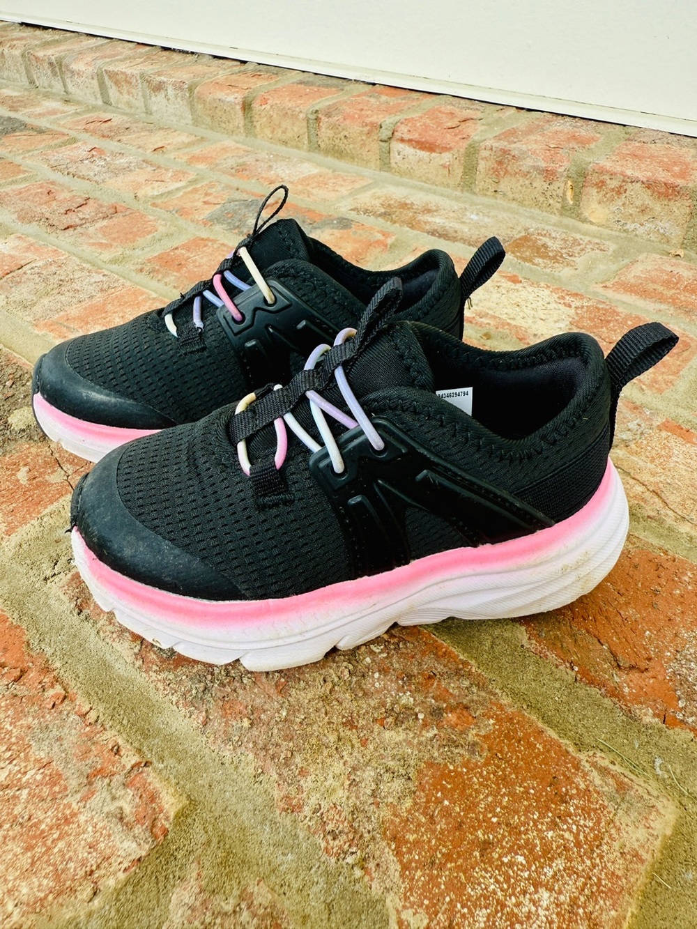 Kids Black and Pink Athletic Sneakers